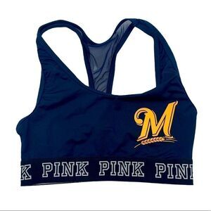 PINK Milwaukee Brewers navy sports bra xs